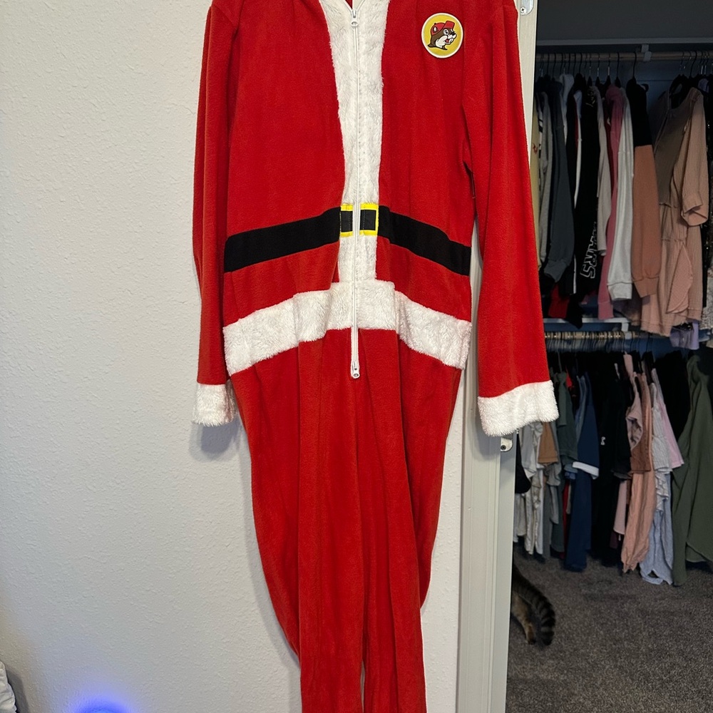Red Santa-Themed Women's Pajama Onesie
